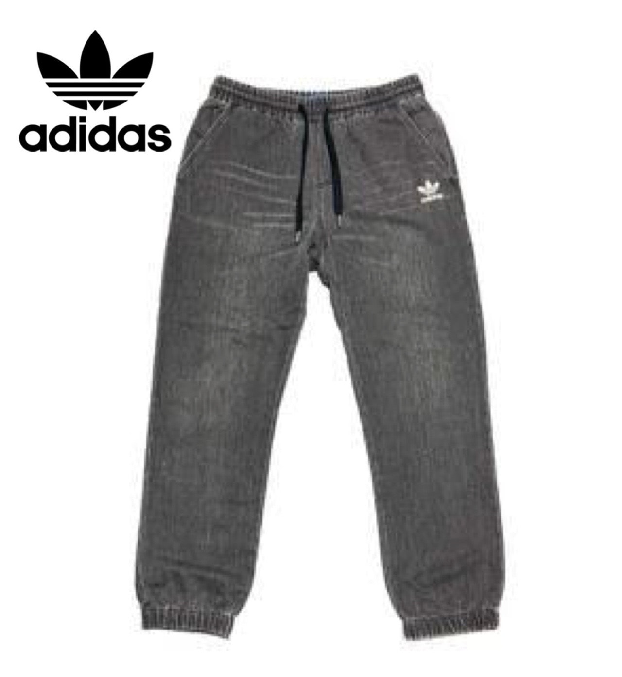 新品 adidas originals AB8058 ブラック デニム スウェット パンツ アディダスオリジナルス】FT french terry sweat denim pants