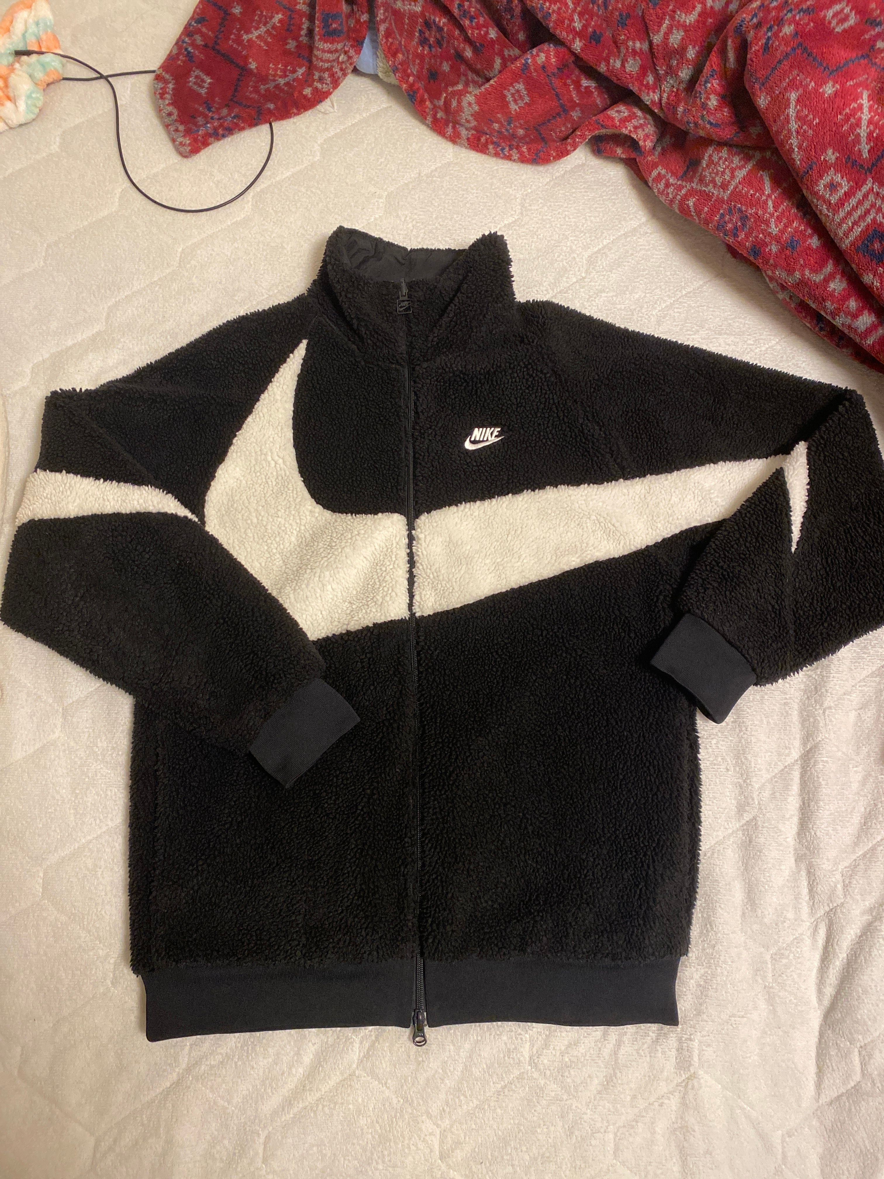 Nike Big Swoosh Reversible Boa Jacket "Black Sail"