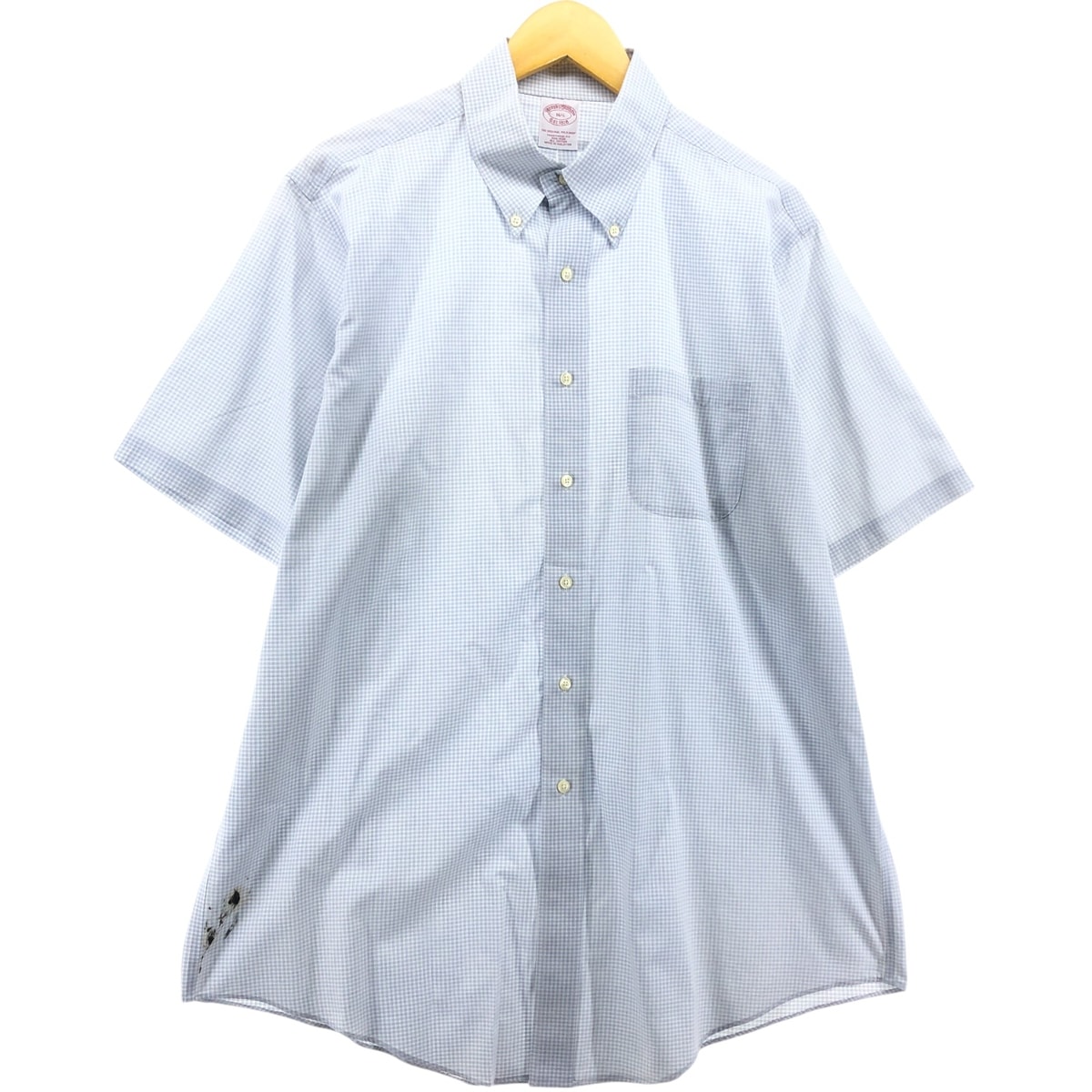 古着 ブルックスブラザーズ Brooks Brothers Est.1818 半袖 ボタンダウン チェックシャツ メンズL相当/eaa560498