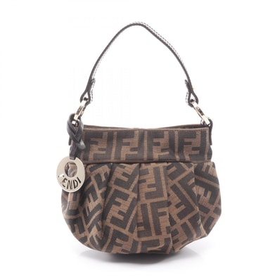 フェンディ FENDI ズッカ ハンドバッグ バッグ キャンバス レザー レディース ブラウン系 8BK044 【中古】