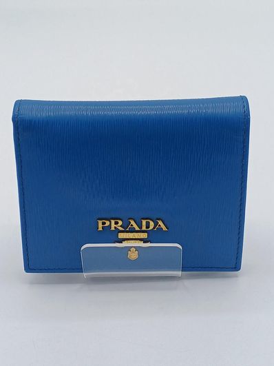 PRADA Saffiano Compact Wallet "Navy"