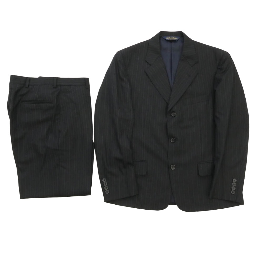 Brooks Brothers ブルックスブラザーズ 3B ストライプ テーラード ジャケット  スラックス パンツ セットアップ ブラック系 37SHT/31W【中古】