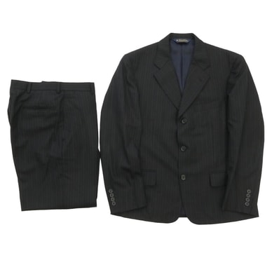 Brooks Brothers ブルックスブラザーズ 3B ストライプ テーラード ジャケット スラックス パンツ セットアップ ブラック系 37SHT/31W【中古】