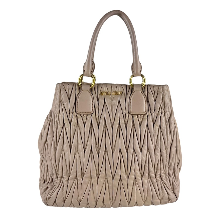 ミュウミュウ MIUMIU ハンドバッグ ショルダーバッグ マテラッセ レザー ピンクベージュ レディース【中古】 z7630