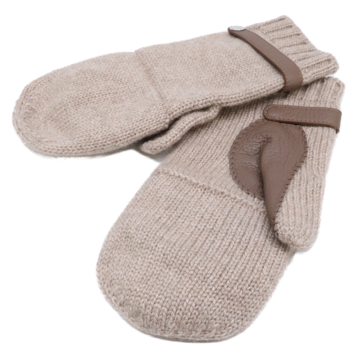 エルメス 【美品】リオネル カシミヤニット/ディアスキン ミトン M