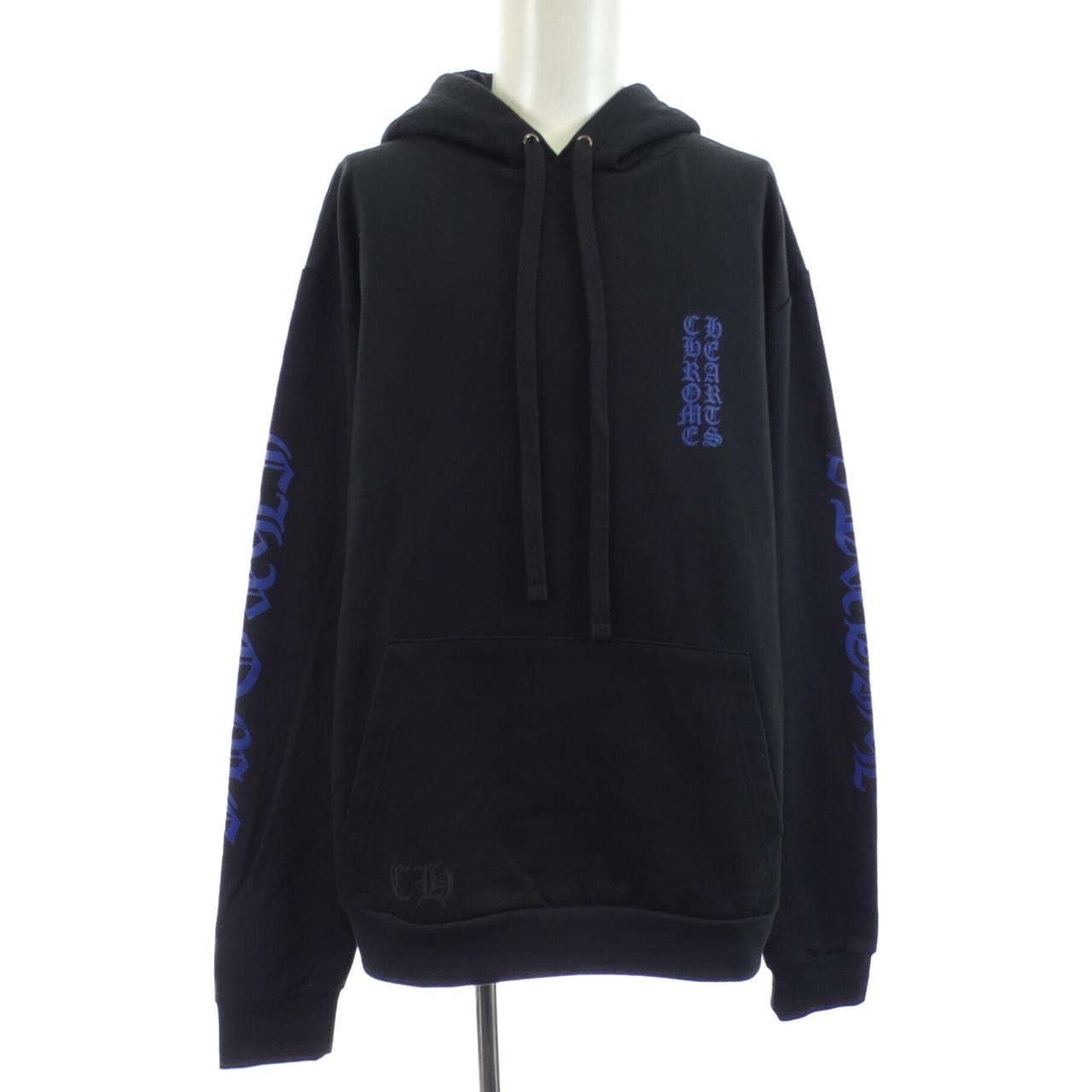 Chrome Hearts Vertical Logo Pullover Hoodie "Black/Blue"