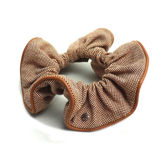 HERMES エルメス コットン ポリウレタン 羊革 クラウディア トワルアッシュ ヘアアクセサリー シュシュ 241029G レディース【中古】