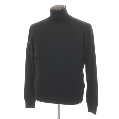 【中古】クルチアーニ CRUCIANI ハイゲージ カシミヤシルク タートルネック プルオーバーニット ブラック【サイズ52】【メンズ】