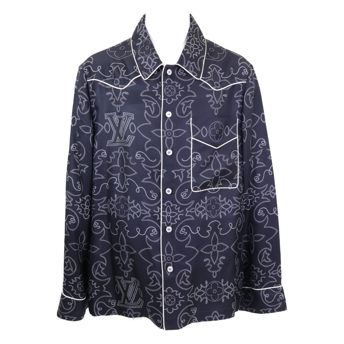 ルイヴィトン 【美品/国内正規/24年製】1AFWSI/RM242M MRR HRS80W プリントロングスリーブシルクパジャマオーバーシャツ L