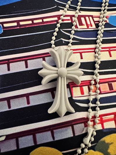 Chrome Hearts Raverth Small CH Cross Silicon Necklace "Grey"