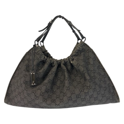 美品 GUCCI グッチ ブラック 黒 GGキャンバス ハンドバッグ 601649 【中古】