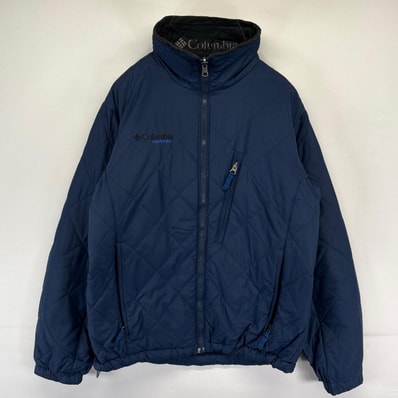 古着 コロンビア Columbia ジャケット フリースライナー VERTEX フルジップ キルティング アウトドア 中綿 S ネイビー系 メンズ