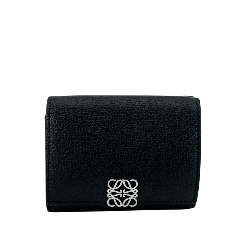 ロエベ LOEWE 三つ折り財布 アナグラム 6CC コンパクトウォレット ブラック