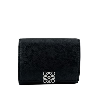 ロエベ LOEWE 三つ折り財布 アナグラム 6CC コンパクトウォレット ブラック