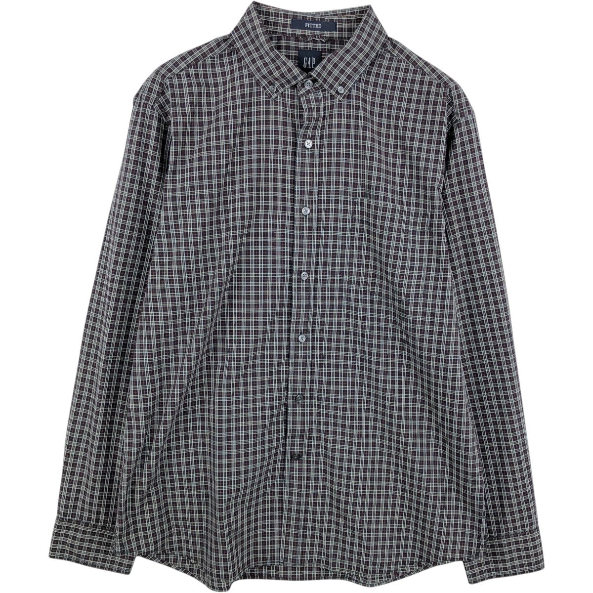 古着 ギャップ GAP FITTED 長袖 ボタンダウンチェックシャツ メンズL相当/eaa662575