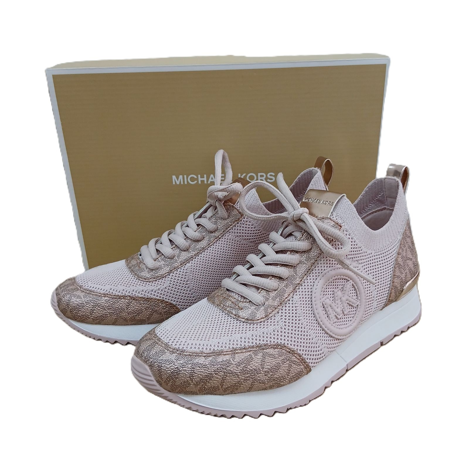 Michael Kors マイケルコース JENKINS ニット メッシュ ローカット 7.5 24.5cm スニーカー 49F5JNFS1D ピンク  レディース【中古】
