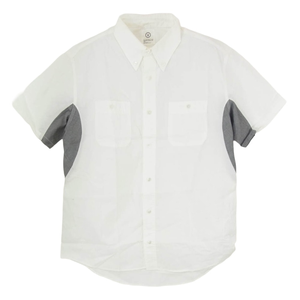 VISVIM ビズビム 半袖シャツ 切替 コットン ショートスリーブ ボタンダウン 半袖 シャツ ホワイト系 M【中古】