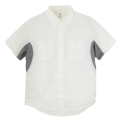 VISVIM ビズビム 半袖シャツ 切替 コットン ショートスリーブ ボタンダウン 半袖 シャツ ホワイト系 M【中古】