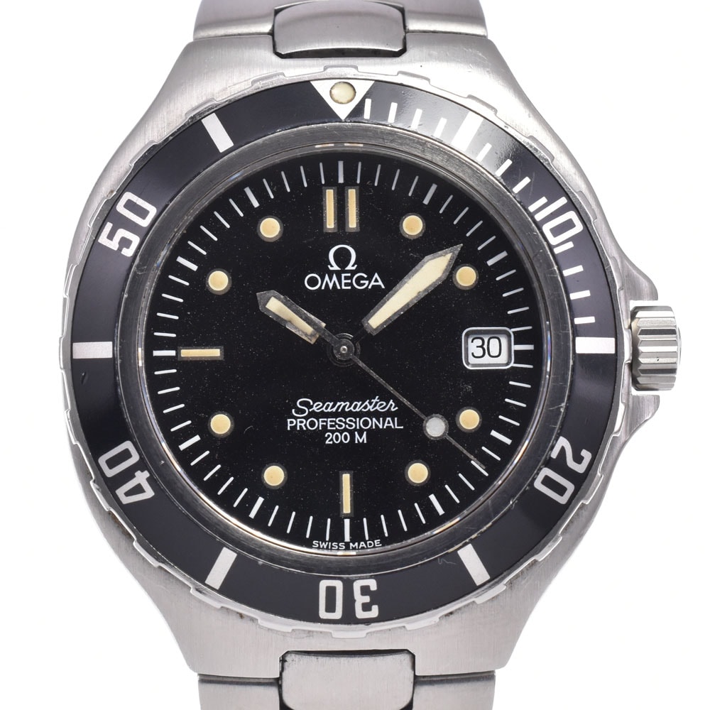 オメガ OMEGA シーマスタープロフェッショナル 200m デイト ブラック クォーツ メンズ 良品 腕時計 O#148771