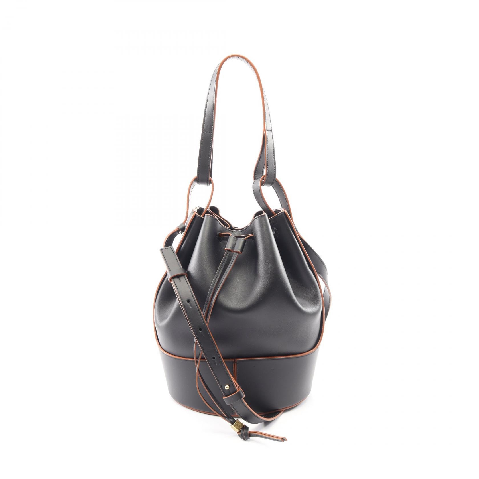 ロエベ LOEWE バルーンバッグ ミディアム 巾着 2WAY ショルダーバッグ バッグ レザー レディース ブラック系 【中古】