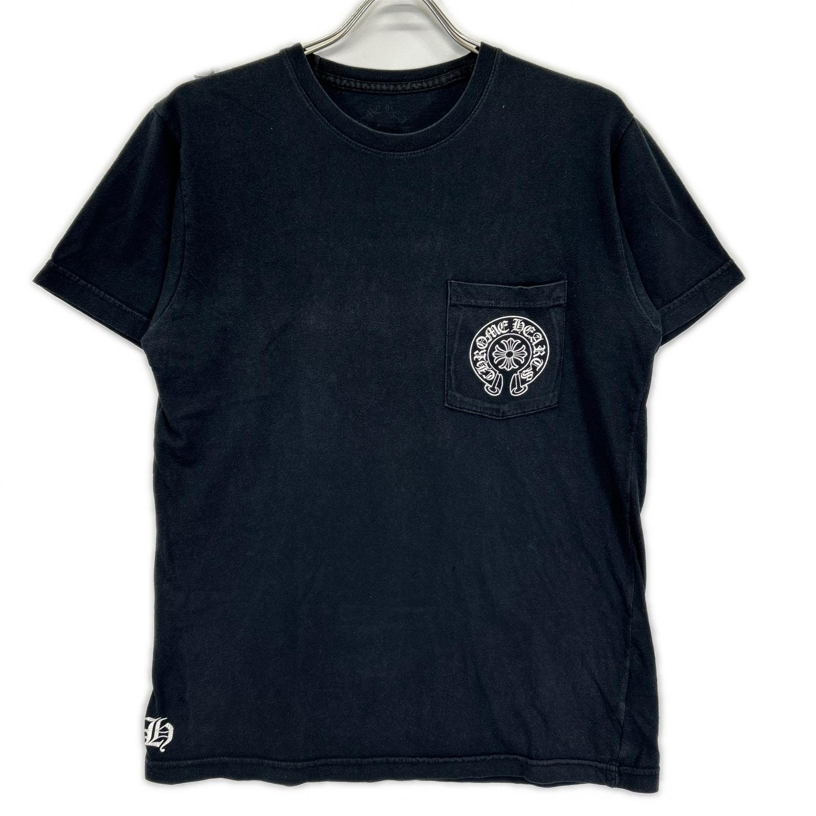 クロムハーツ ブラック ホースシュープリントポケット 半袖Tシャツ M