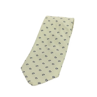 【中古】ブルックスブラザーズ Brooks Brothers MAKERS シルク ストライプ&ペイズリー 小紋柄ネクタイ グリーンxホワイト×ネイビー【メンズ】