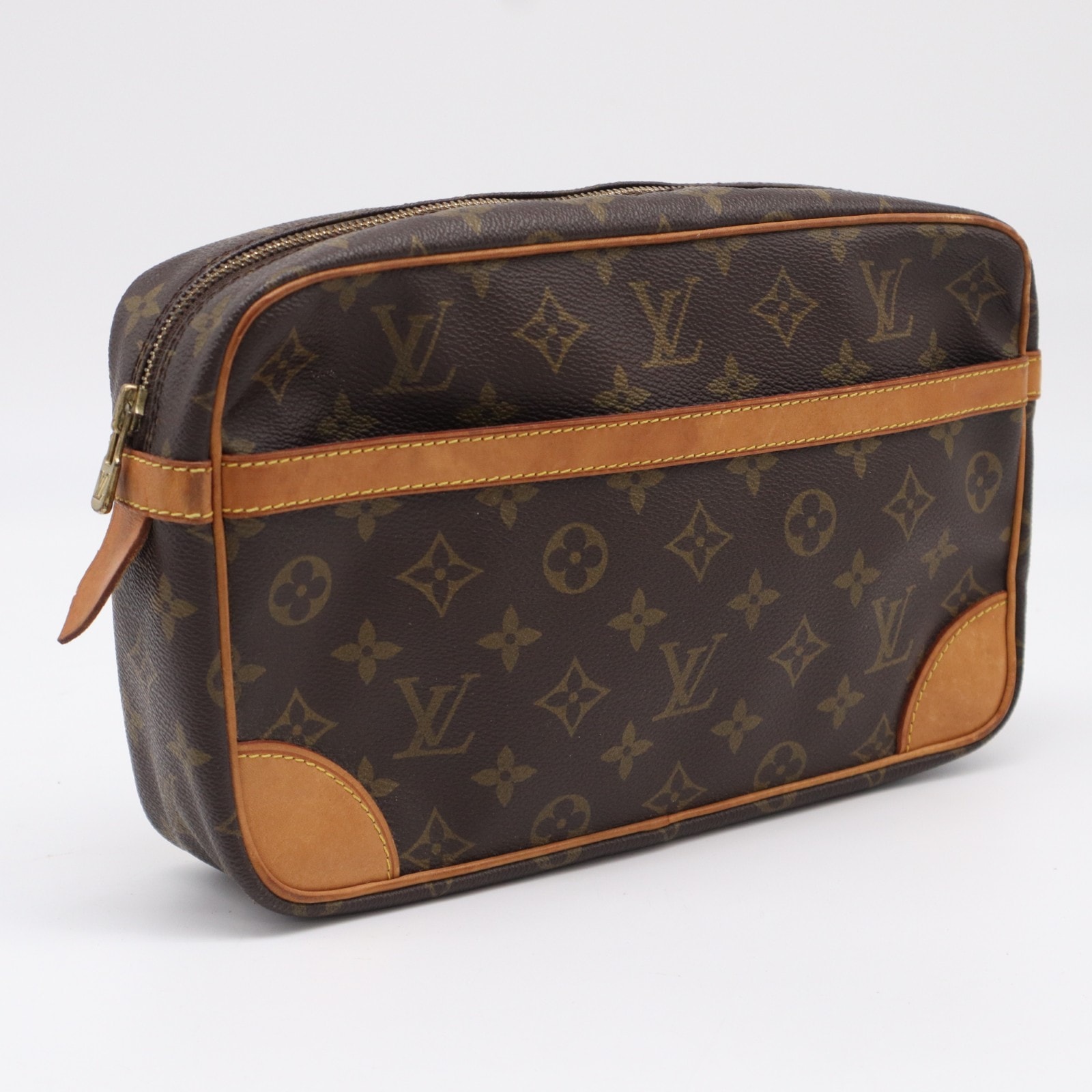 LOUIS VUITTON ルイ・ヴィトン モノグラム コンピエーニュ28 M51845 セカンドバッグ ブラウン ベージュ コーティングキャンバス レザー メンズ