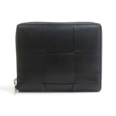 ボッテガヴェネタ BOTTEGAVENETA 二つ折り財布 レザー ブラック ユニセックス【中古】 r11473i