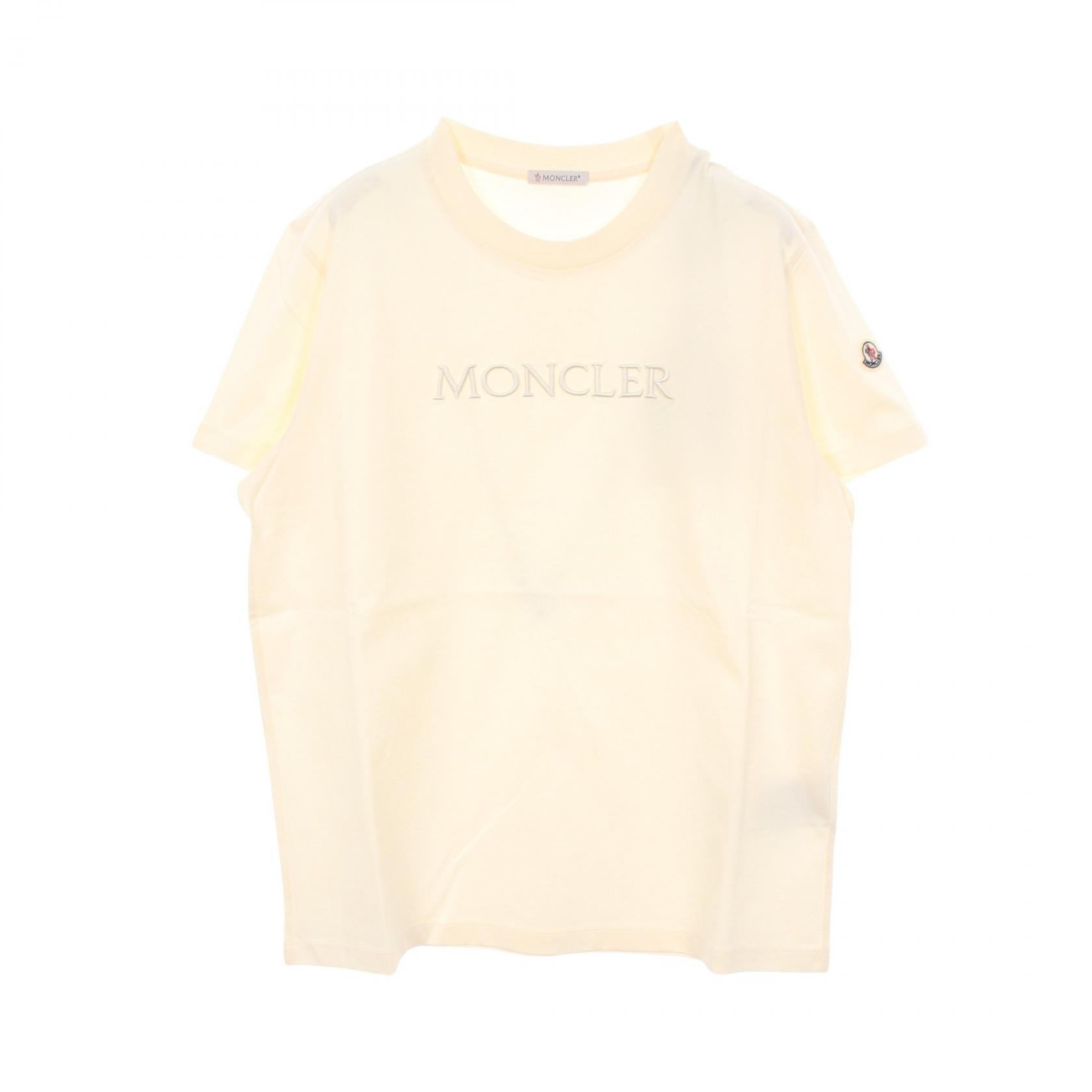 モンクレール MONCLER SS T-SHIRT ロゴ刺繍 半袖Tシャツ 衣料品 トップス コットン レディース アイボリー系 8C0002189AUO037M 【新品】