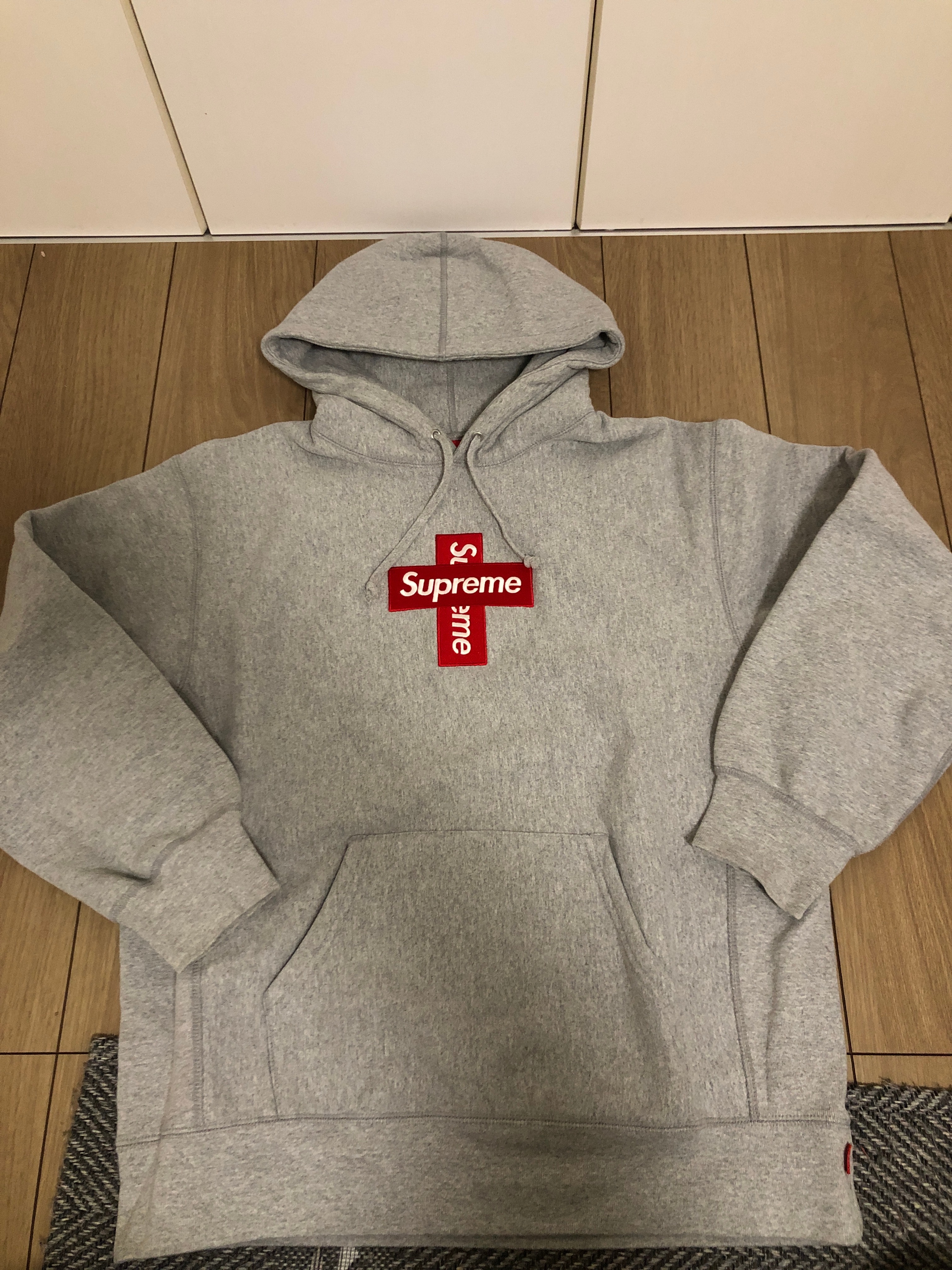 Supreme Cross Box Logo Hooded Sweatshirt "Grey"