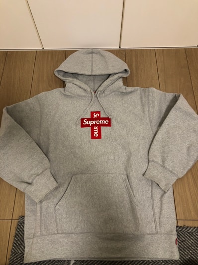 Supreme Cross Box Logo Hooded Sweatshirt "Grey"