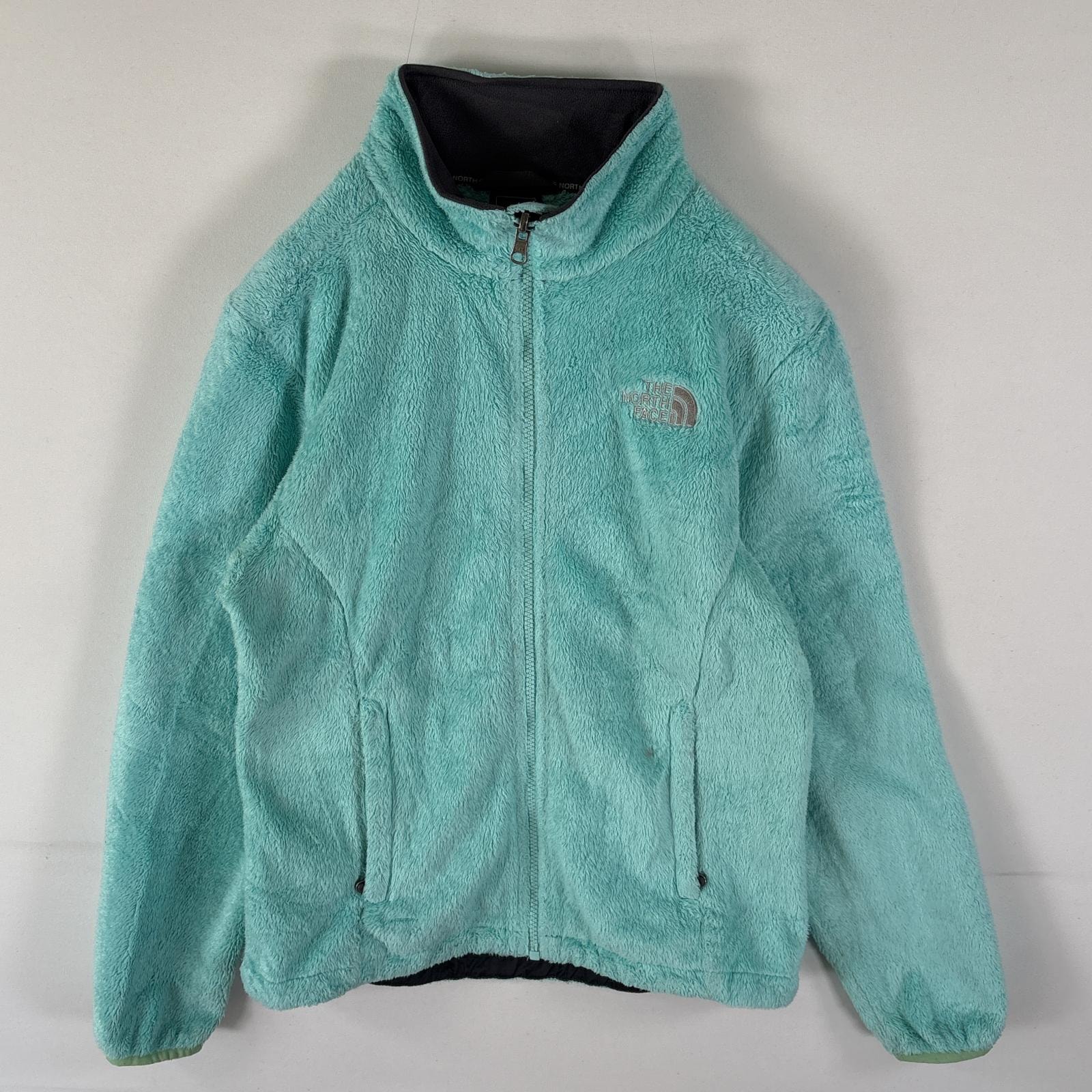古着 ザ・ノースフェイス THE NORTH FACE フリースジャケット ボア フルジップ ワンポイントロゴ刺繍 トレーナー S  水色 レディース