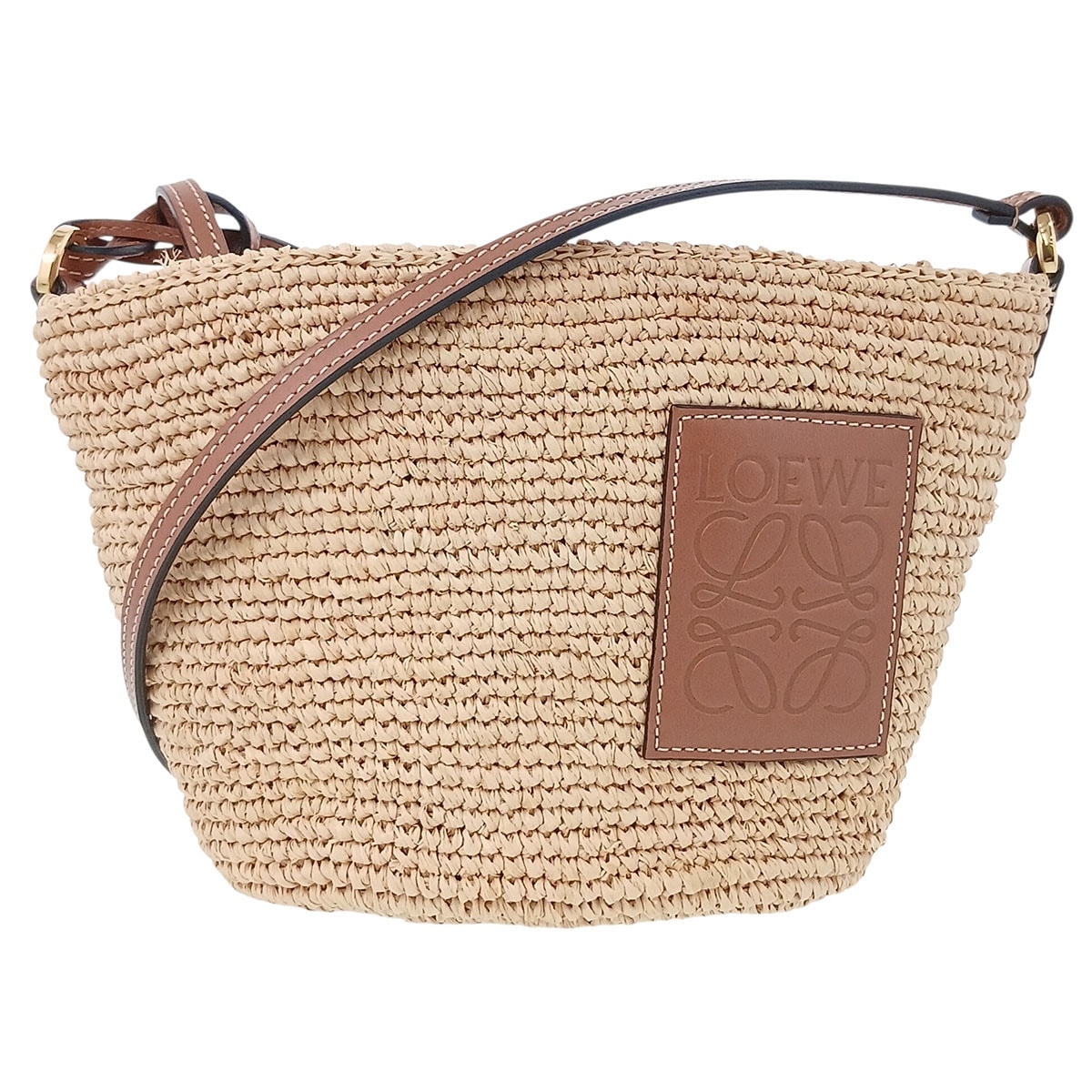 LOEWE ロエベ スリット ポシェットバッグ ショルダーバッグ 328.24.W10 ラフィア ベージュ  レディース【中古】