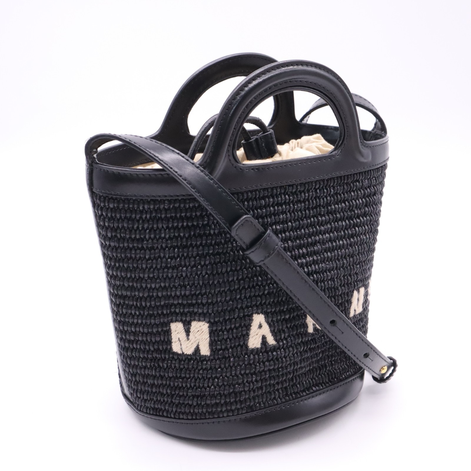 MARNI マルニ カーフレザー ブラック TROPICALIA BASKET BAG SMALL SCMP0056Q1P386000N99 2wayショルダーバッグ ブラック ホワイト カーフレザー レディース
