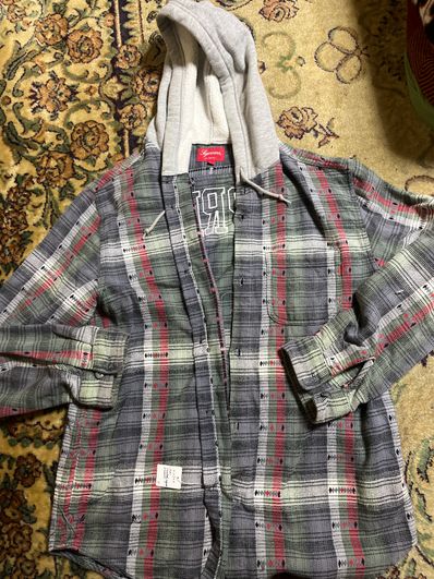 Supreme Hooded Jacquard Flannel Shirt "Navy"