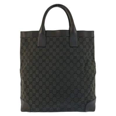 GUCCI グッチ ブラック 黒 GGキャンバス レザー/ トートバッグ ハンドバッグ 603257 【中古】