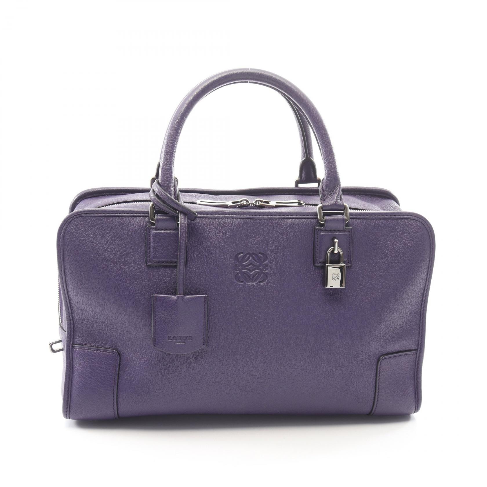 ロエベ LOEWE アマソナ36 ハンドバッグ バッグ レザー レディース パープル系 【中古】