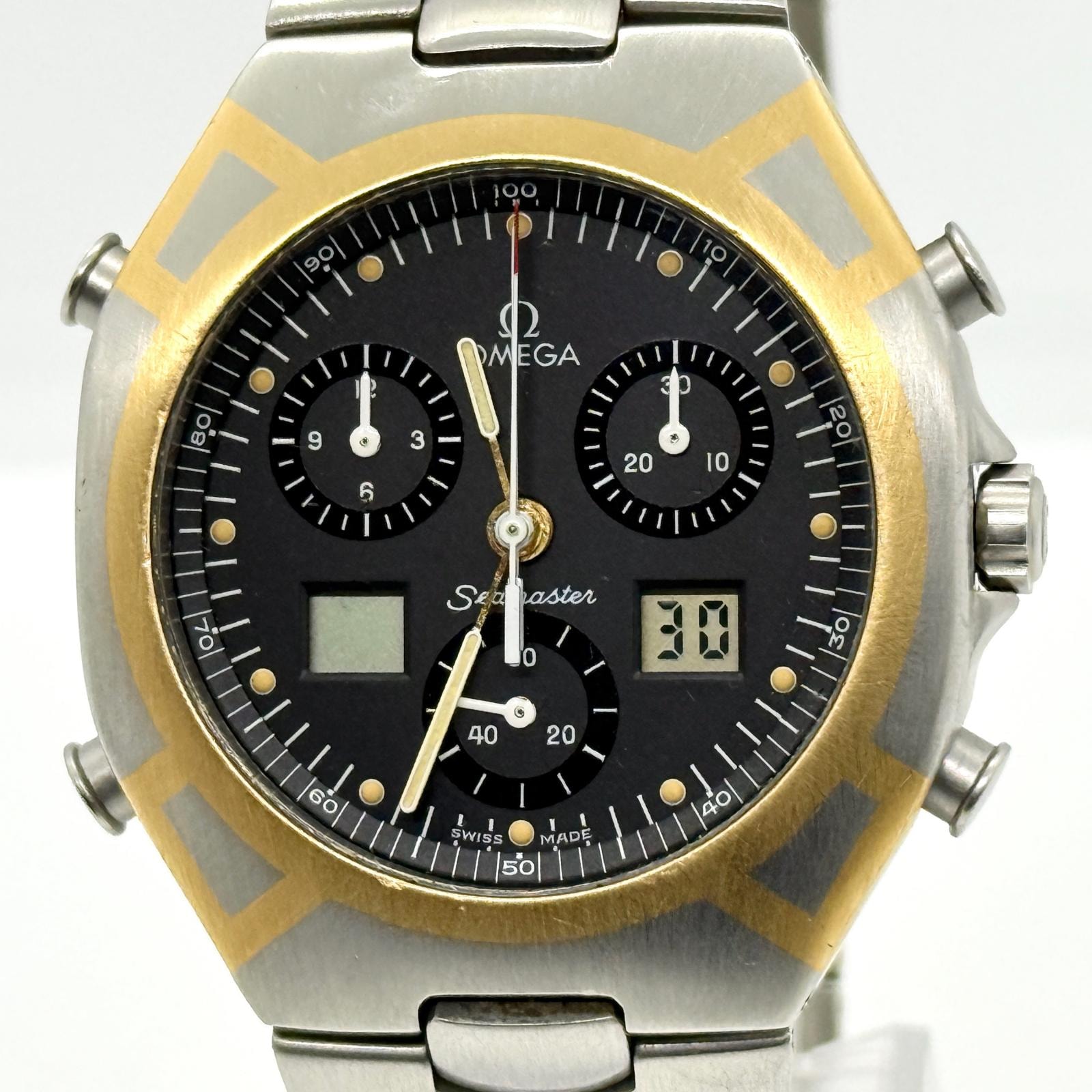 OMEGA オメガ SEAMASTER シーマスター ポラリス SS SS ブラック QZ メンズ 腕時計 稼働品