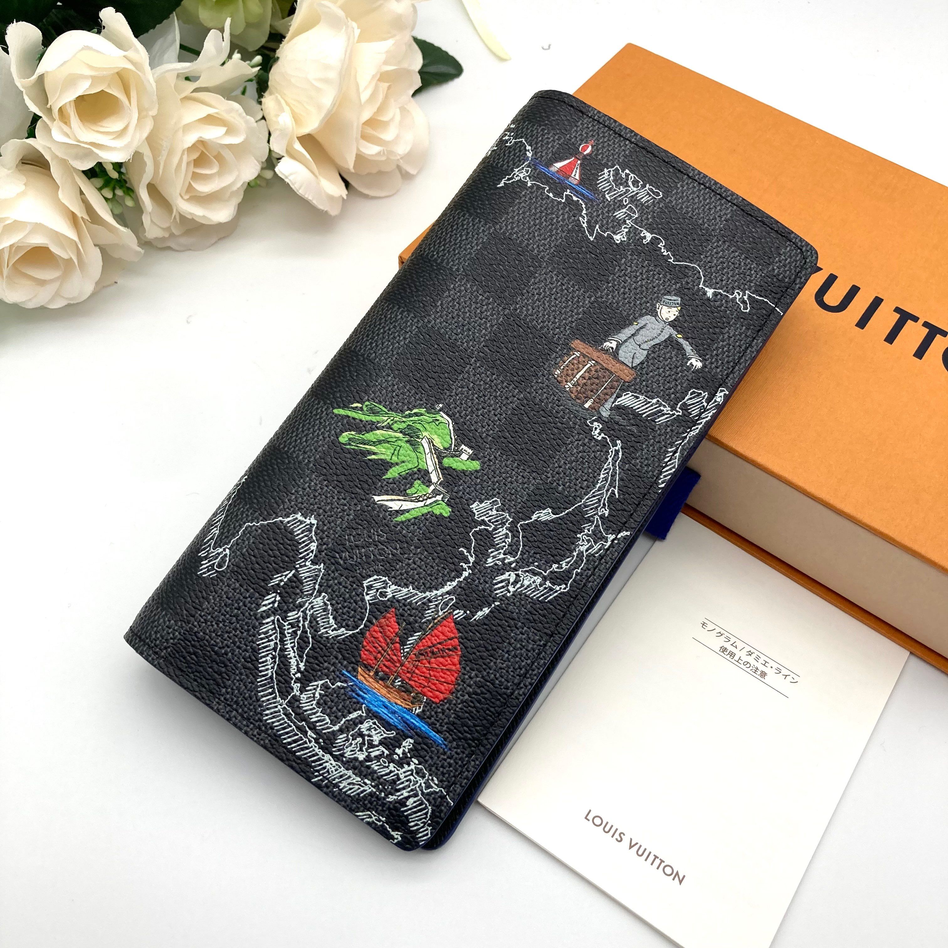 Louis Vuitton Brazza NM Wallet Damier Graphite Map