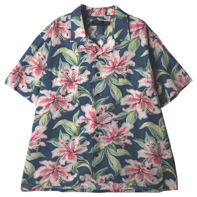 古着 ラルフローレン Ralph Lauren POLO RALPH LAUREN ハイビスカス柄 オープンカラー ハワイアンアロハシャツ ボックスシャツ メンズXXL相当/evb033138