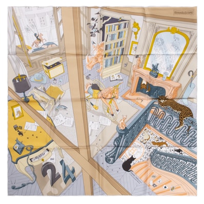 HERMES エルメス スカーフ カレ90 Mystere au 24 24番地のミステリー 004106S 07 2024SS シルク マルチカラー【中古】