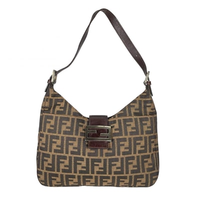 FENDI フェンディ ズッカ ホーボー ショルダーバッグ キャンバス ブラウン レディース【中古】