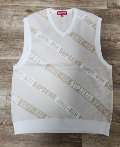 Supreme Stripe Sweater Vest "White"