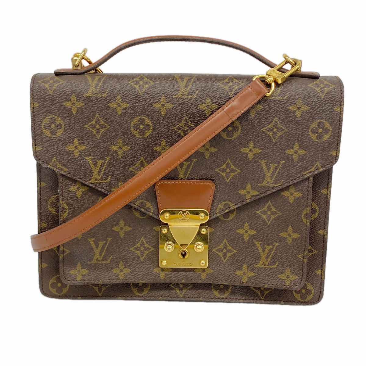 【6gd4216】ルイヴィトン ハンドバッグ モノグラム モンソー28 M51185 ブラウン 2wayバッグ【中古】レディース