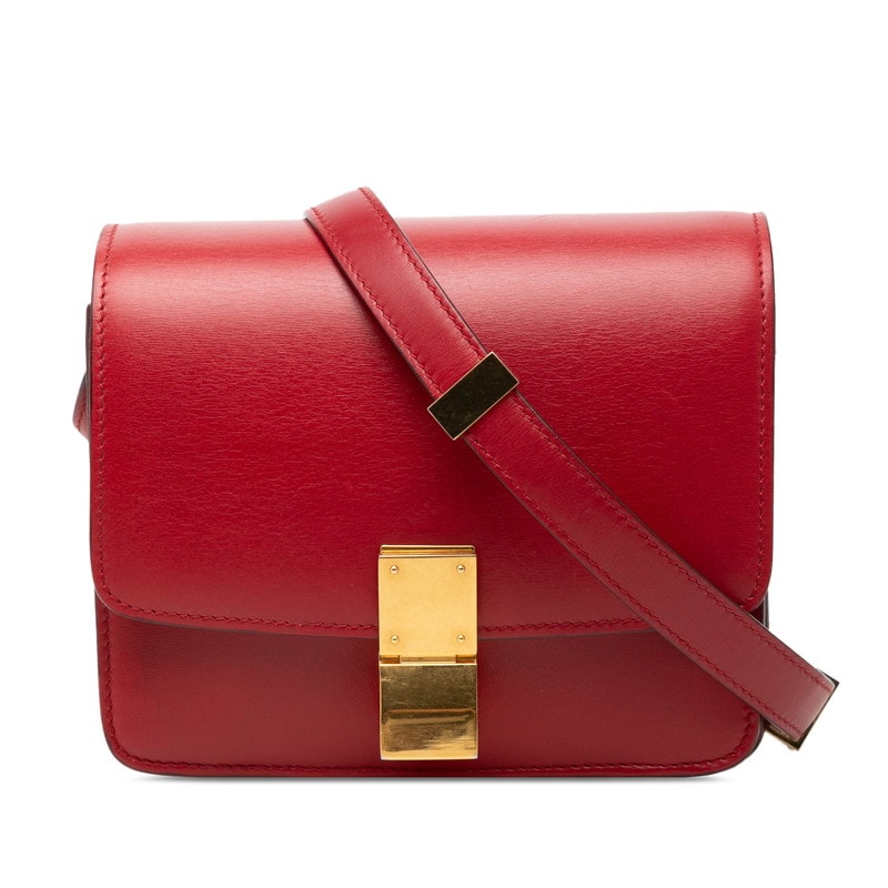 セリーヌ クラシックボックス 斜めかけ ショルダーバッグ レッド レザー レディース CELINE 【中古】