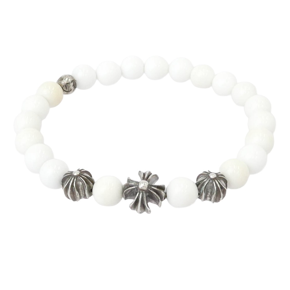 CHROME HEARTS クロムハーツ(原本無) ブレスレット 8mm BEAD ビーズ ブレスレット ホワイト系 シルバー系【中古】