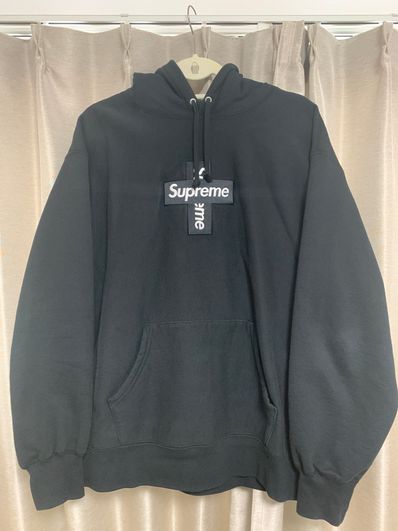 Supreme Cross Box Logo Hooded Sweatshirt "Black"