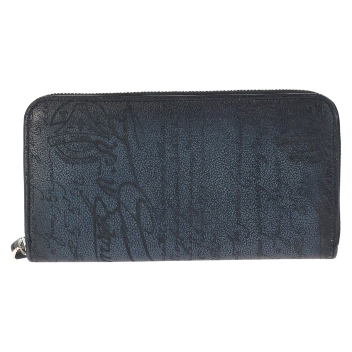 美品 Berluti ベルルッティ カリグラフィ 新型 イタウバ ネイビー シルバー金具 レザー 長財布 ラウンドファスナー 602398 【中古】