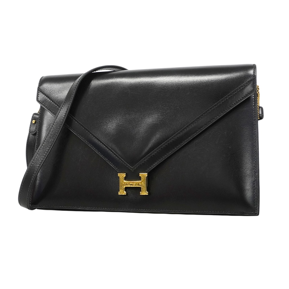 ★SALE【6fa1901】エルメス ショルダーバッグ リディ ボックスカーフ ブラック ゴールド金具 ○O刻印【中古】レディース