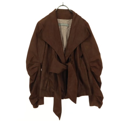 美品 ZARA BASIC ザラベーシック 長袖 フェイクスエード ベルテッド ジャケット S ブラウン